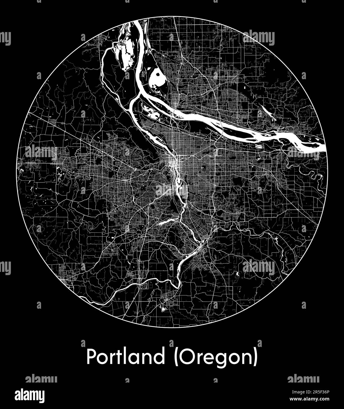 Mappa della città Portland (Oregon) Stati Uniti Nord America illustrazione vettoriale Illustrazione Vettoriale