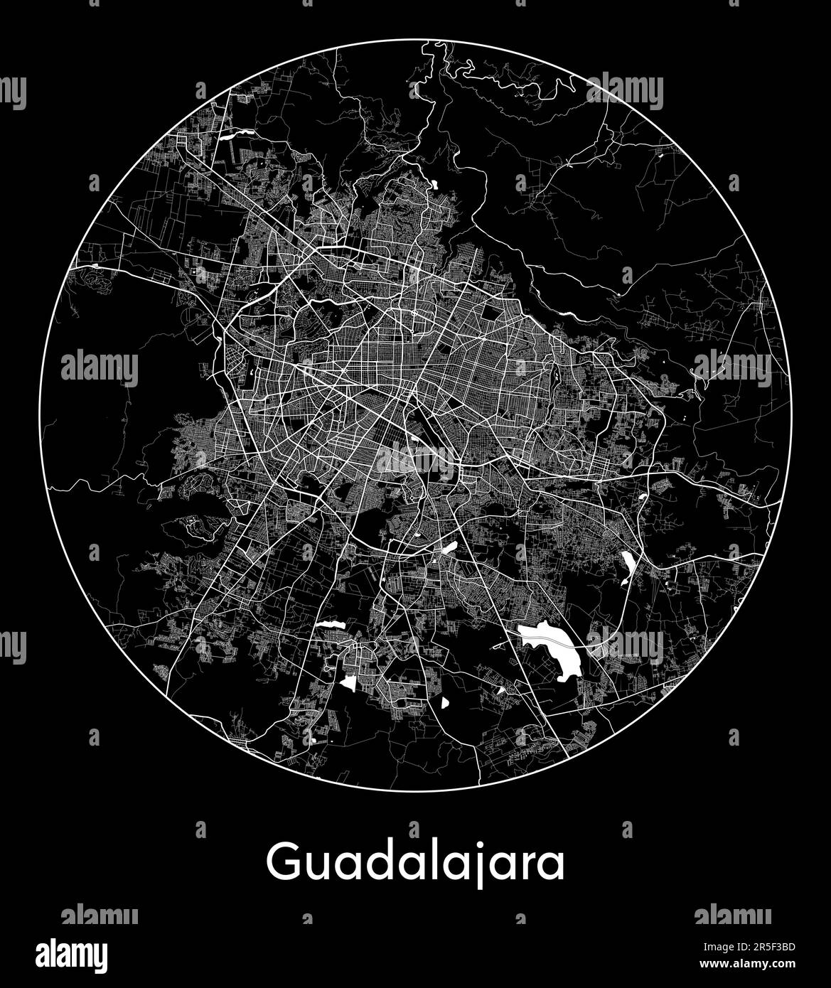 Mappa della città Guadalajara Messico Nord America illustrazione vettoriale Illustrazione Vettoriale