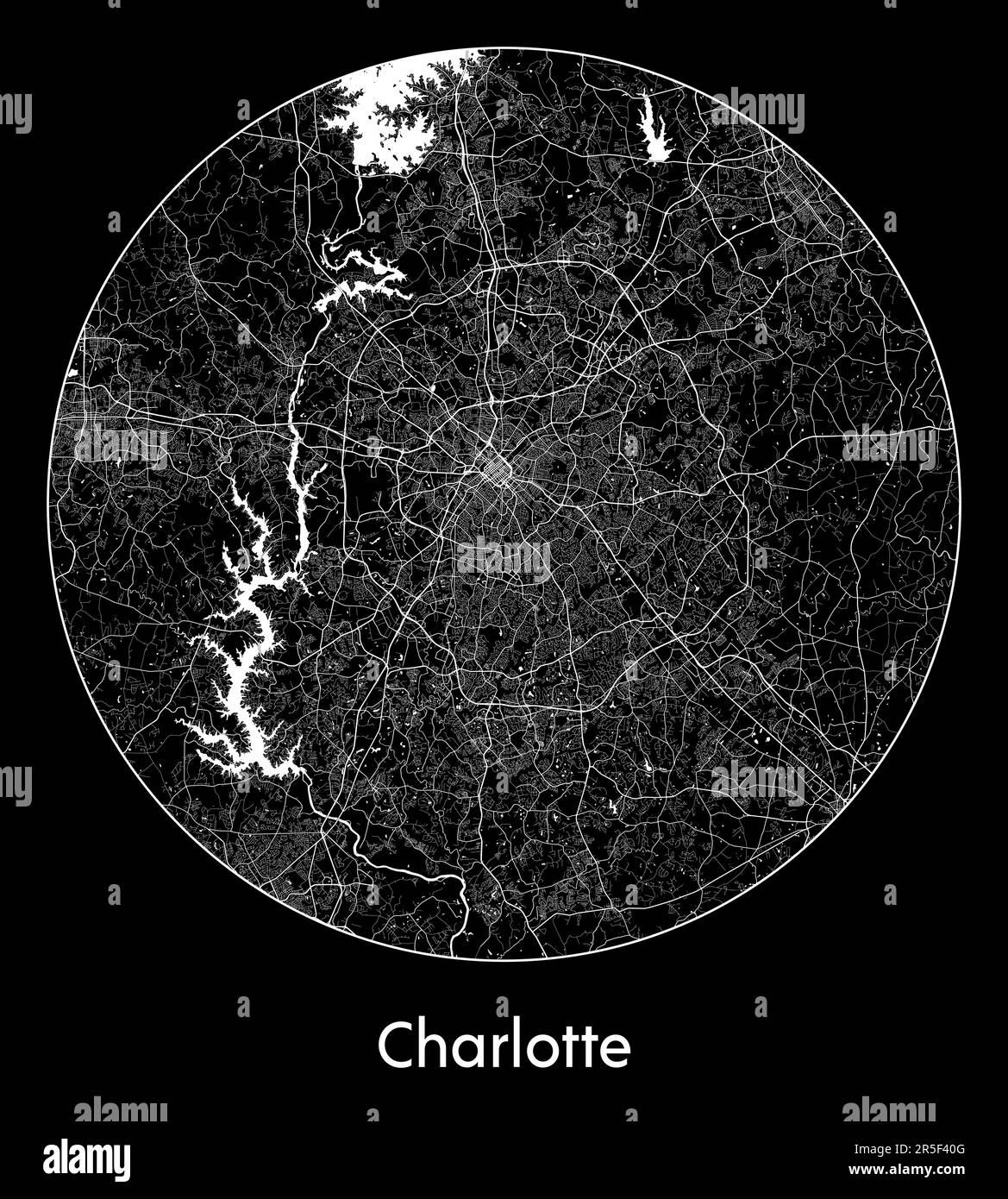 Mappa della città Charlotte Stati Uniti Nord America illustrazione vettoriale Illustrazione Vettoriale