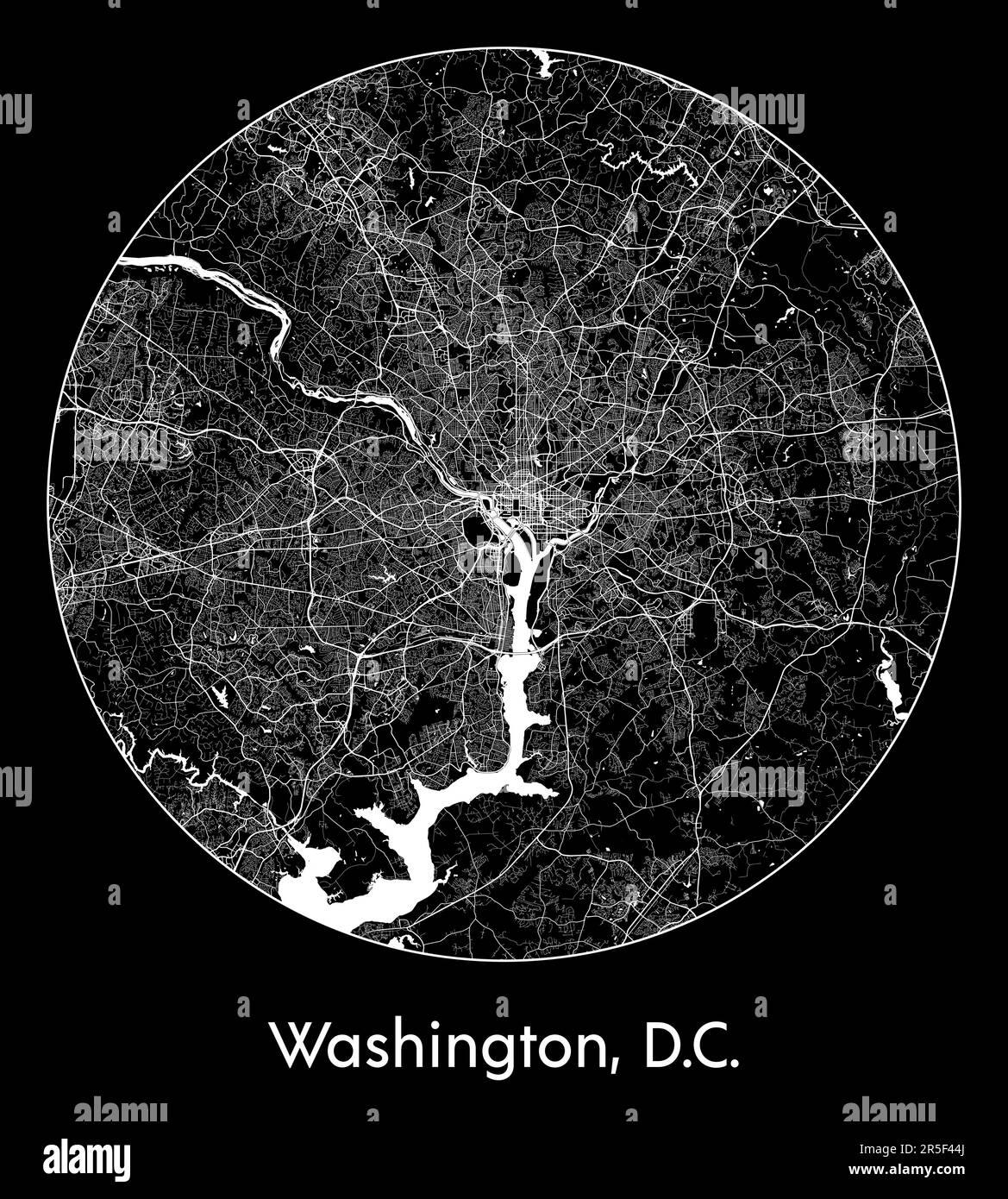 Mappa della città Washington, D.C. Illustrazione vettoriale Stati Uniti Nord America Illustrazione Vettoriale