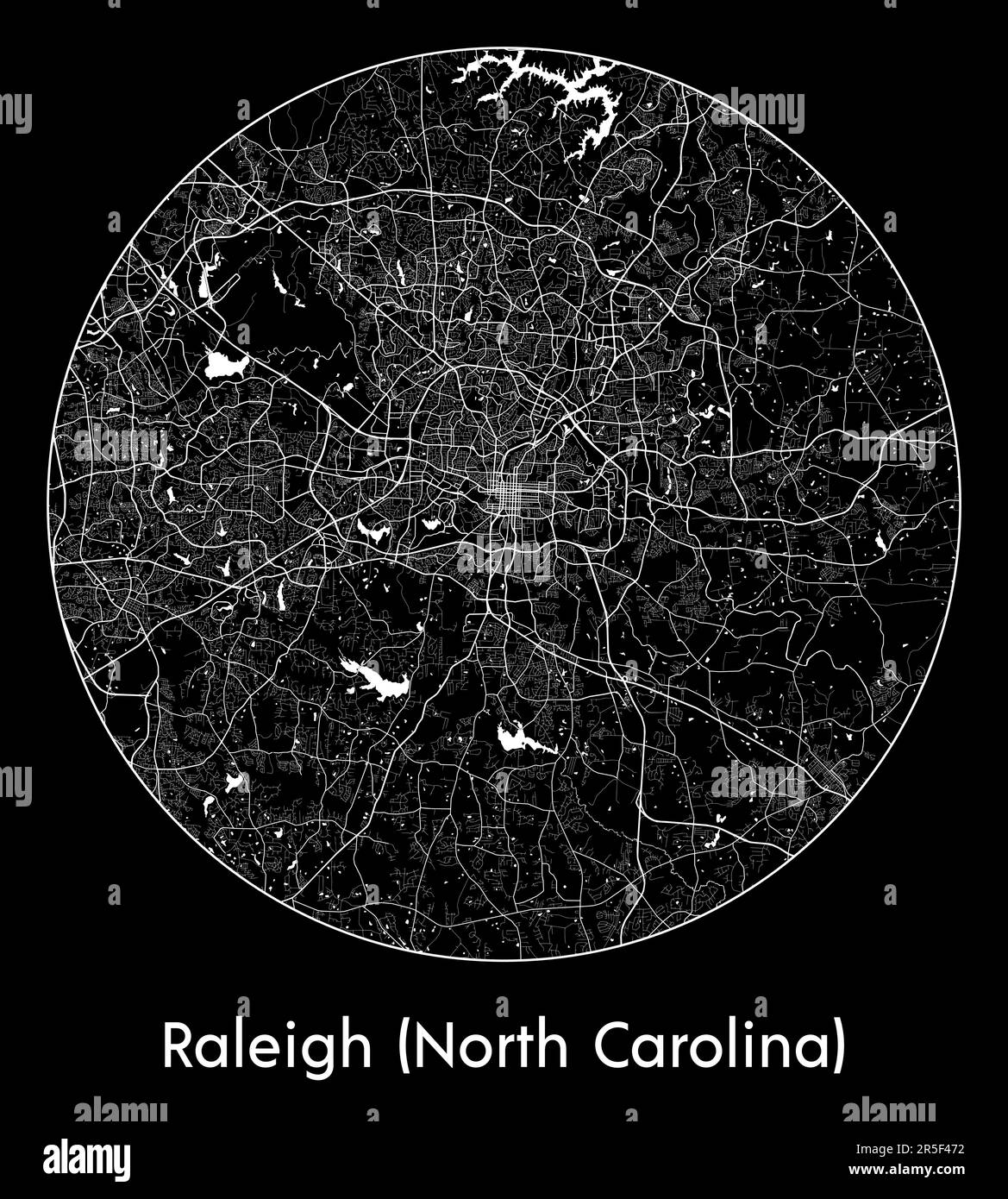 Mappa della città Raleigh (North Carolina) Stati Uniti Nord America illustrazione vettoriale Illustrazione Vettoriale