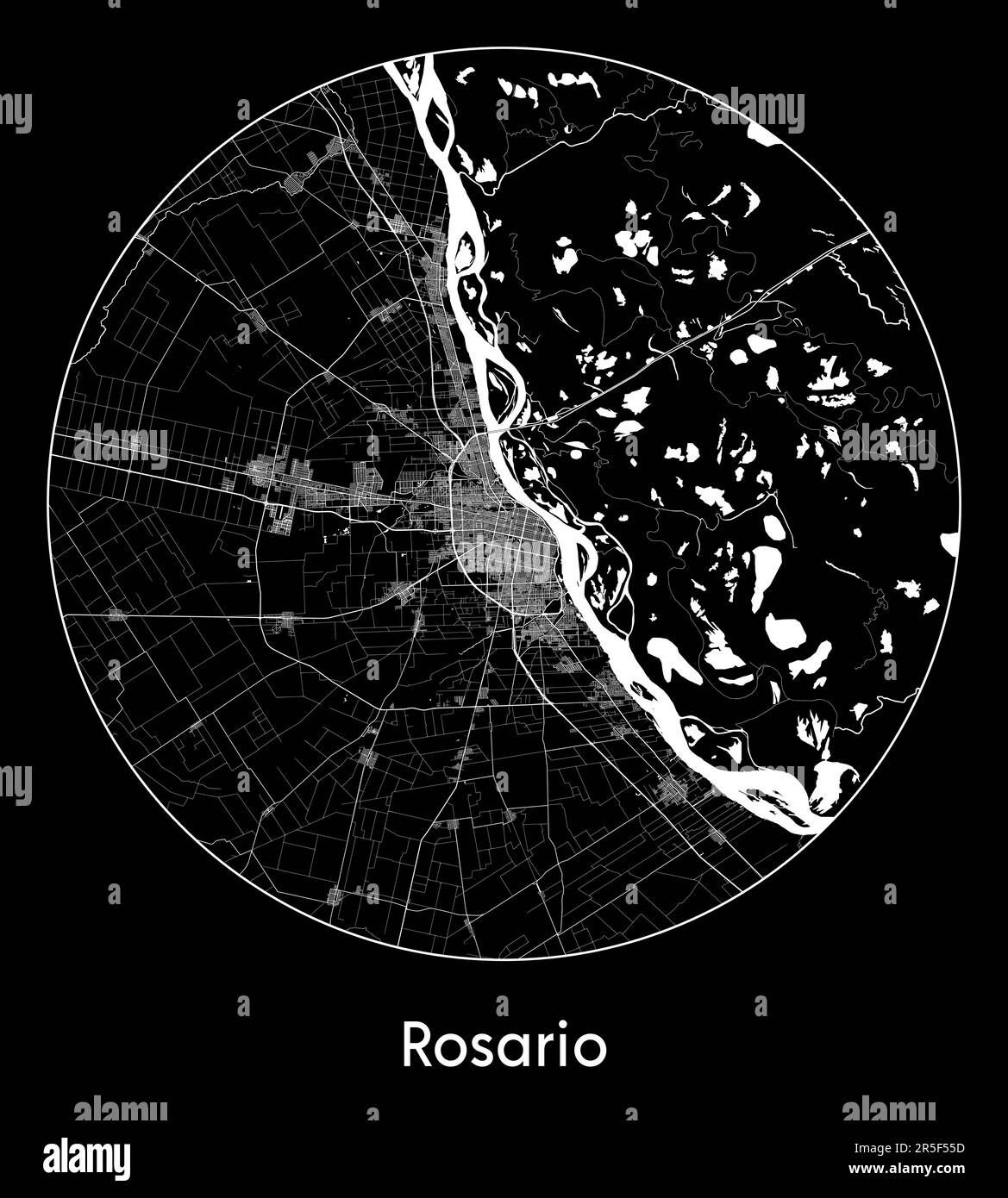 Mappa della città Rosario Argentina Sud America illustrazione vettoriale Illustrazione Vettoriale