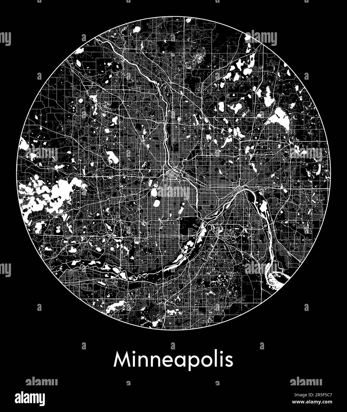 Mappa della città Minneapolis Stati Uniti Nord America illustrazione vettoriale Illustrazione Vettoriale
