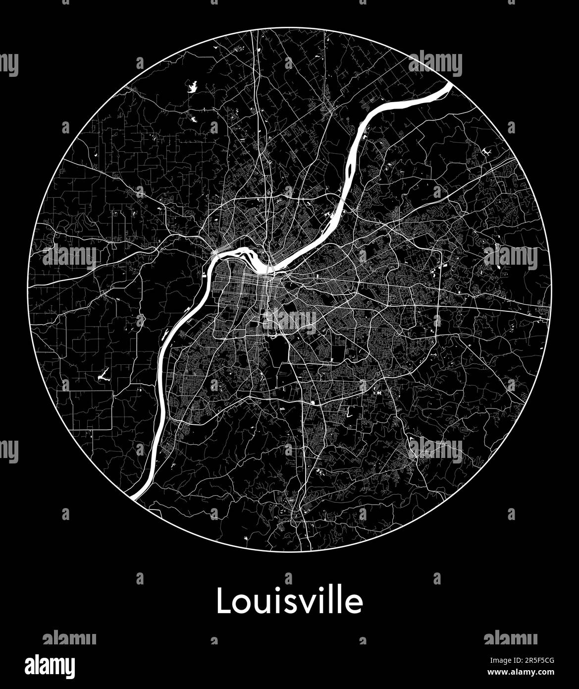 Mappa della città Louisville Stati Uniti Nord America illustrazione vettoriale Illustrazione Vettoriale