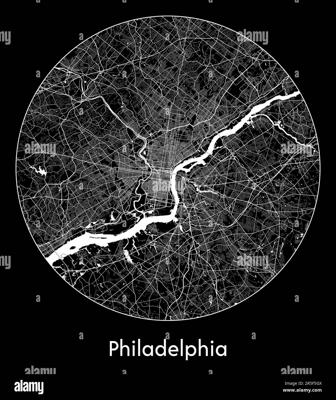 Mappa della città Filadelfia Stati Uniti Nord America illustrazione vettoriale Illustrazione Vettoriale
