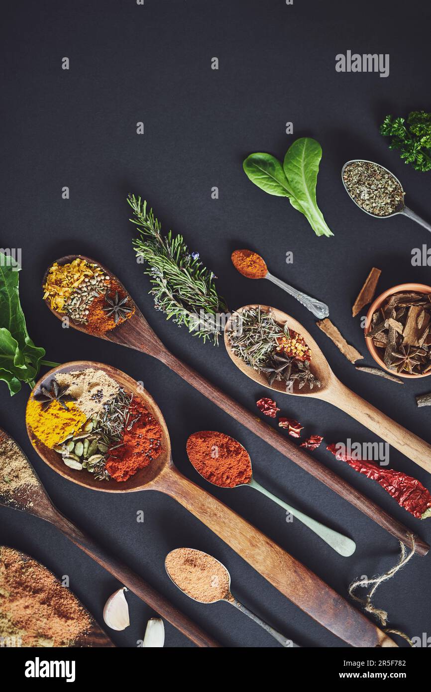 Youll hanno possibilità illimitate nella vostra cucina. un assortimento di spezie. Foto Stock