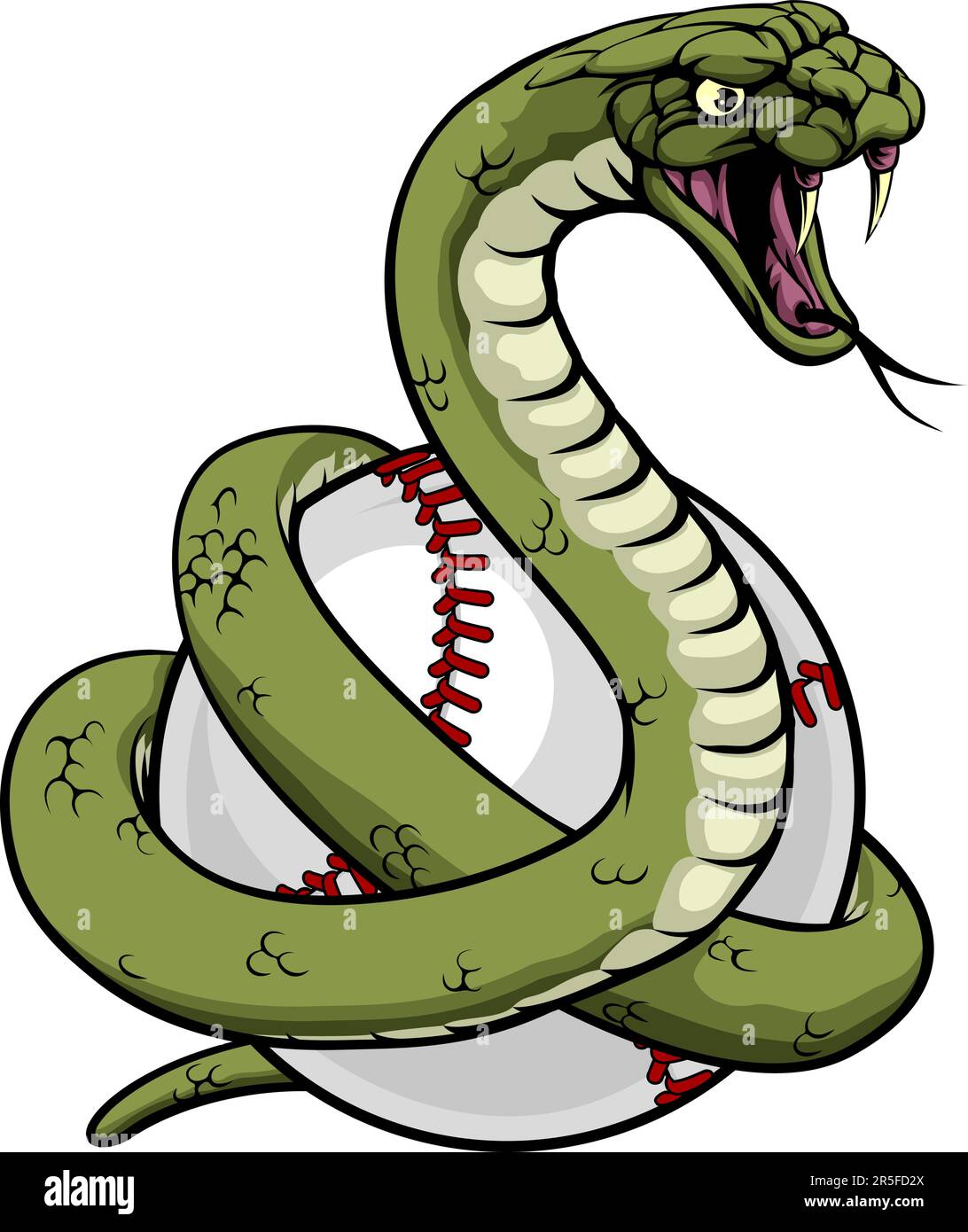 Snake Baseball Ball Animal Sports Team Mascot Illustrazione Vettoriale