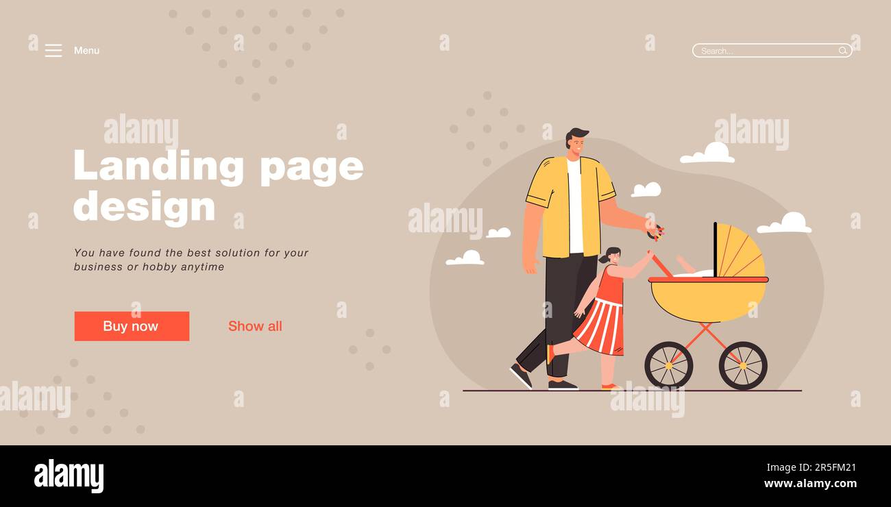 Padre cammina con i suoi figli Illustrazione Vettoriale