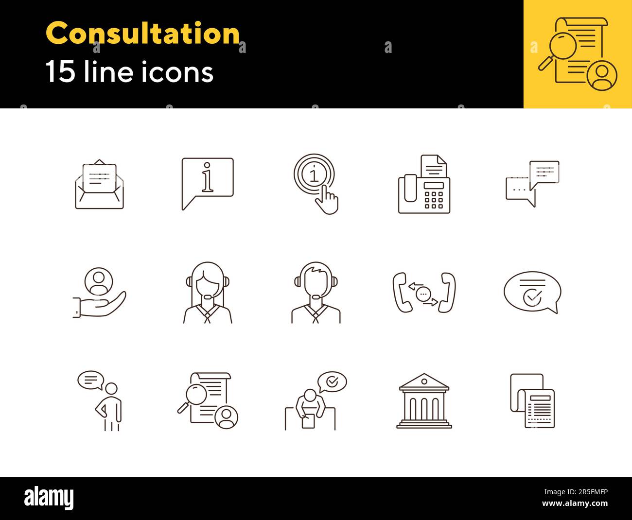 Set di icone della linea di consultazione Illustrazione Vettoriale
