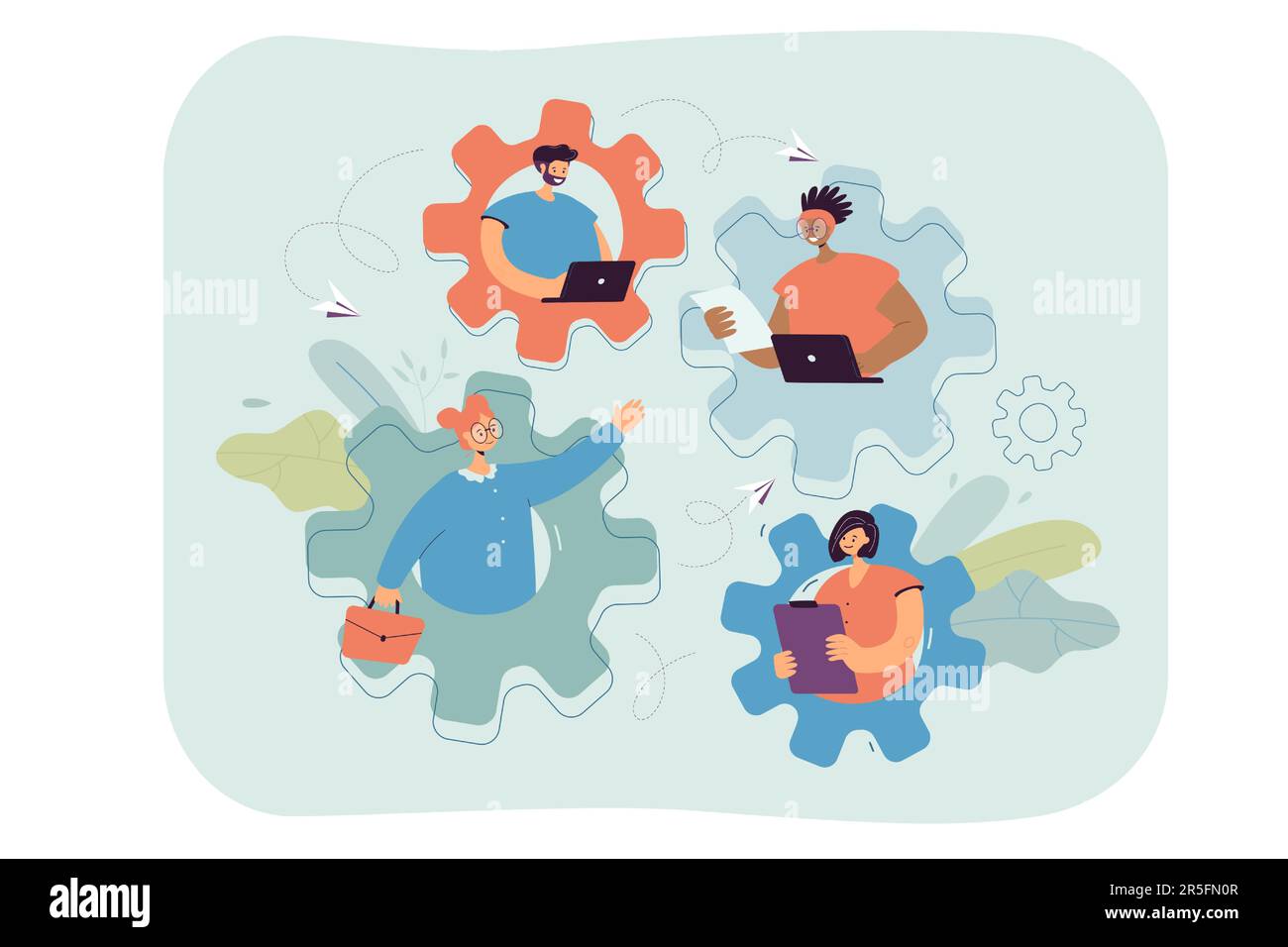 Team di persone dedicate che si impegnano nel lavoro Illustrazione Vettoriale