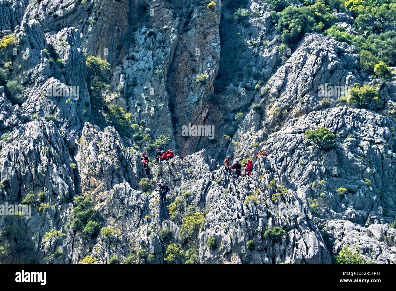 Ricerca e salvataggio di squadra di formazione, Via Licia, Olympos Beydagları Parco Nazionale, Turchia Foto Stock