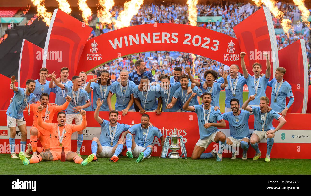 Londra, Regno Unito. 03rd giugno, 2023. 03 giu 2023 - Manchester City contro Manchester United - Emirates fa Cup Final - Wembley Stadium Manchester City festeggia la vittoria della fa Cup Final 2023. Picture Credit: Notizie dal vivo su Mark Pain/Alamy Foto Stock