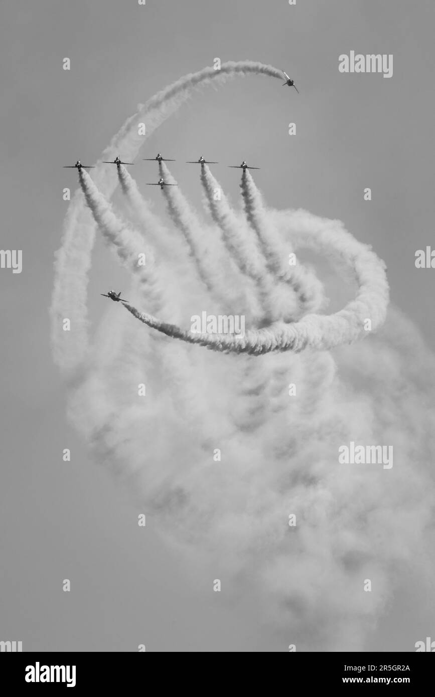 RAF Red Arrows Aerobatic Team al Midlands Air Festival 2023 Foto Stock
