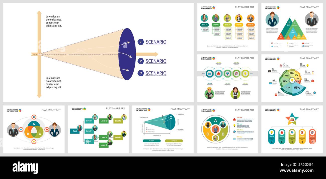 Luminoso set di layout infografica aziendale Illustrazione Vettoriale