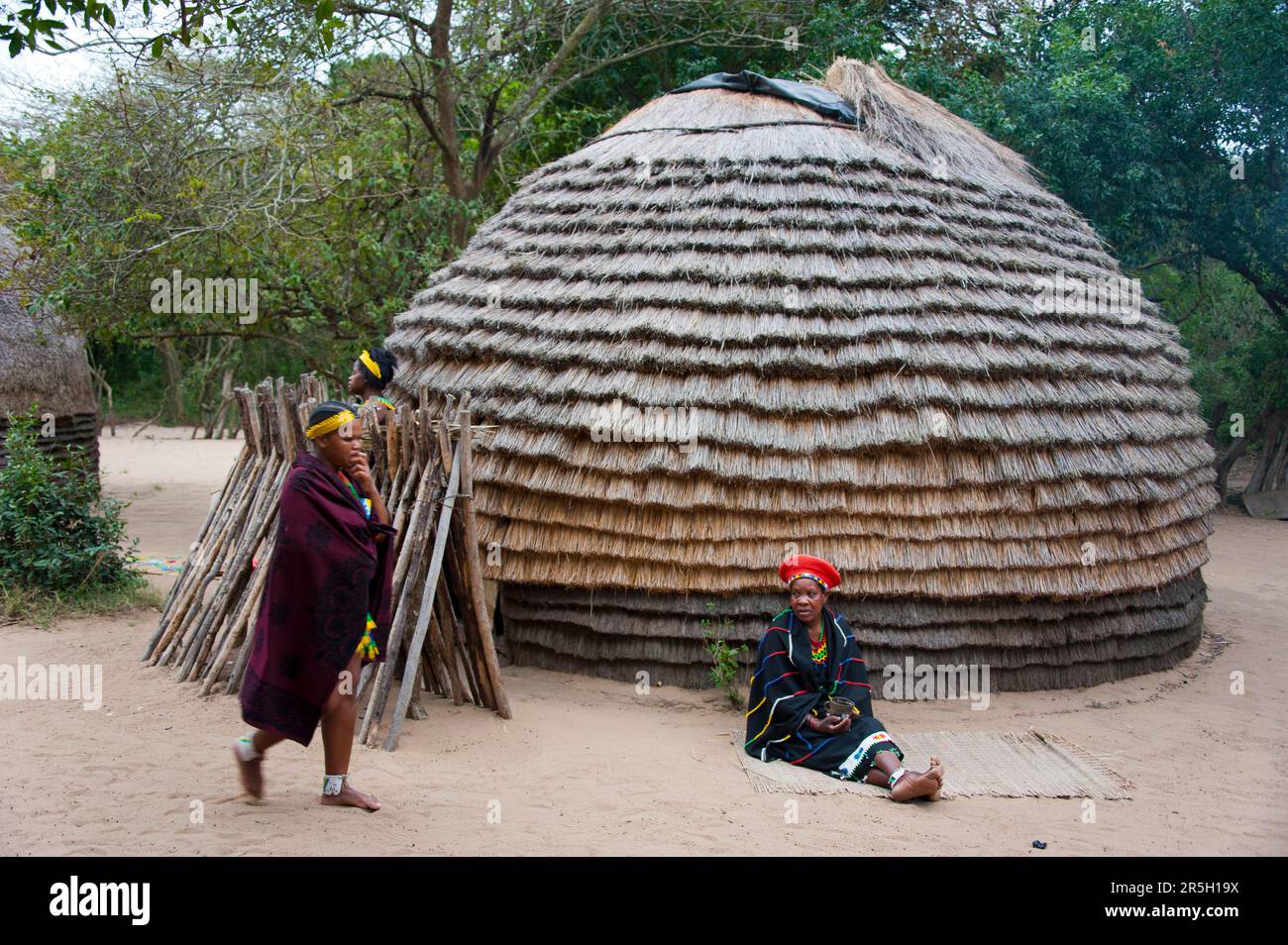 DumaZulu, Duma Zulu, villaggio tradizionale, villaggio museo, KwaZulu Natal, Sudafrica Foto Stock