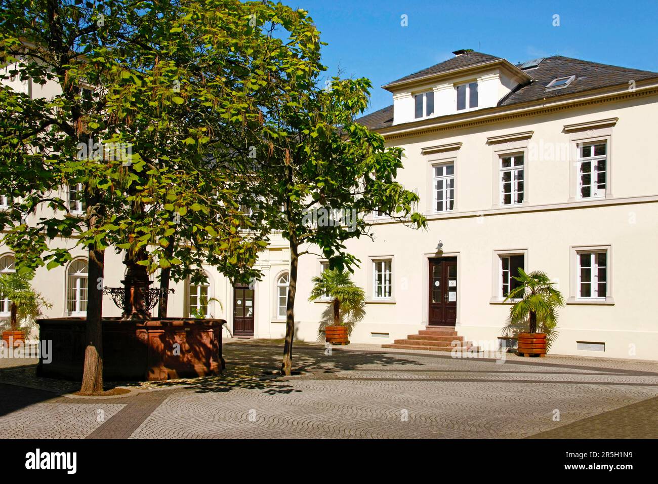 Cortile del castello, Castello di Heiligenberg, Seeheim-Jugenheim, Assia, Germania Foto Stock