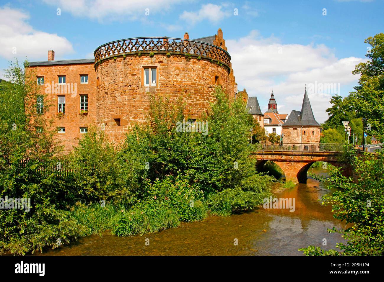 Meliorsturm, Muehltorbruecke, Museo del macellaio, Schlaghaus, Seemen-Bach, Buedingen, Assia, Germania Foto Stock