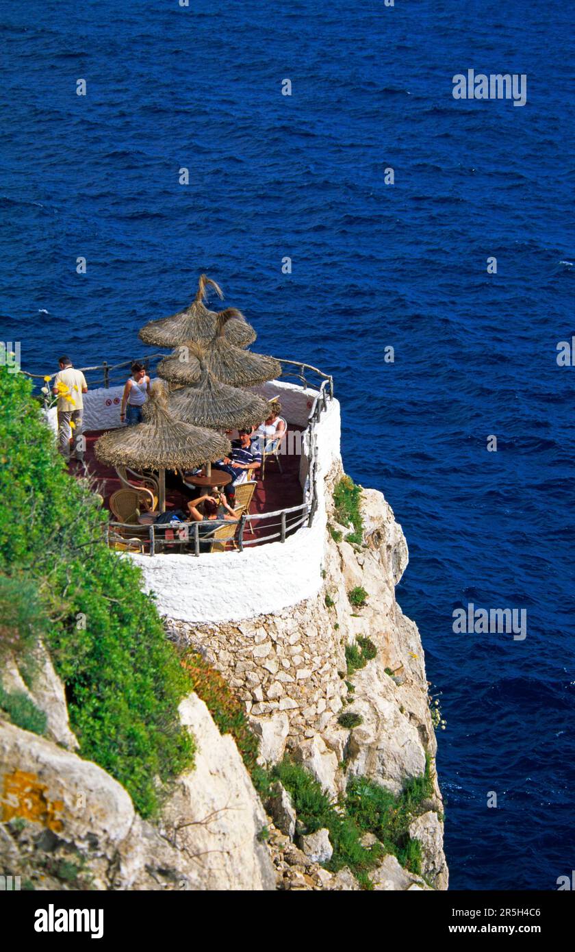 Bar, Cova den Xoroi, Minorca, Isole Baleari, Spagna Foto Stock