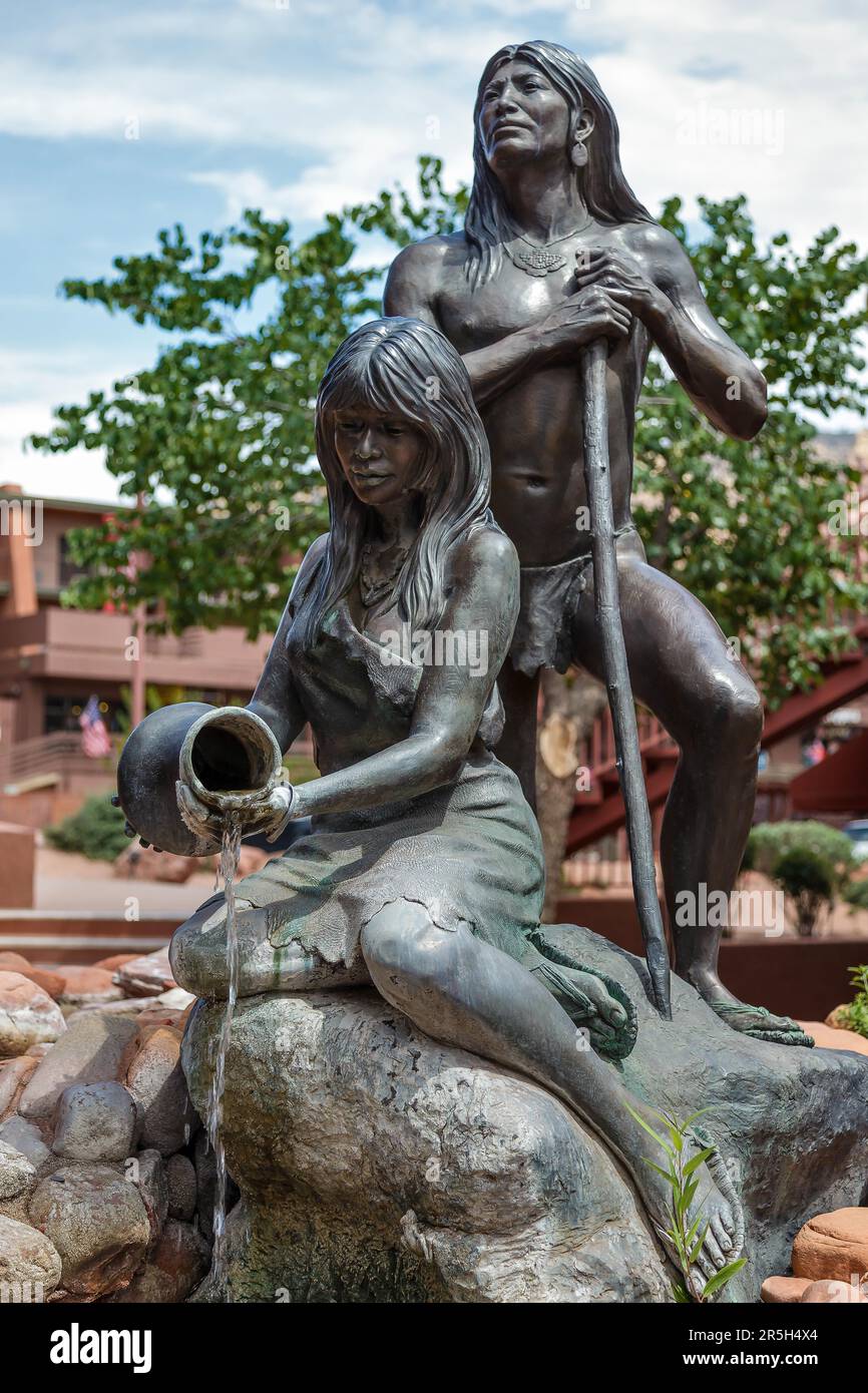 Statua di indios in Sedona Foto Stock