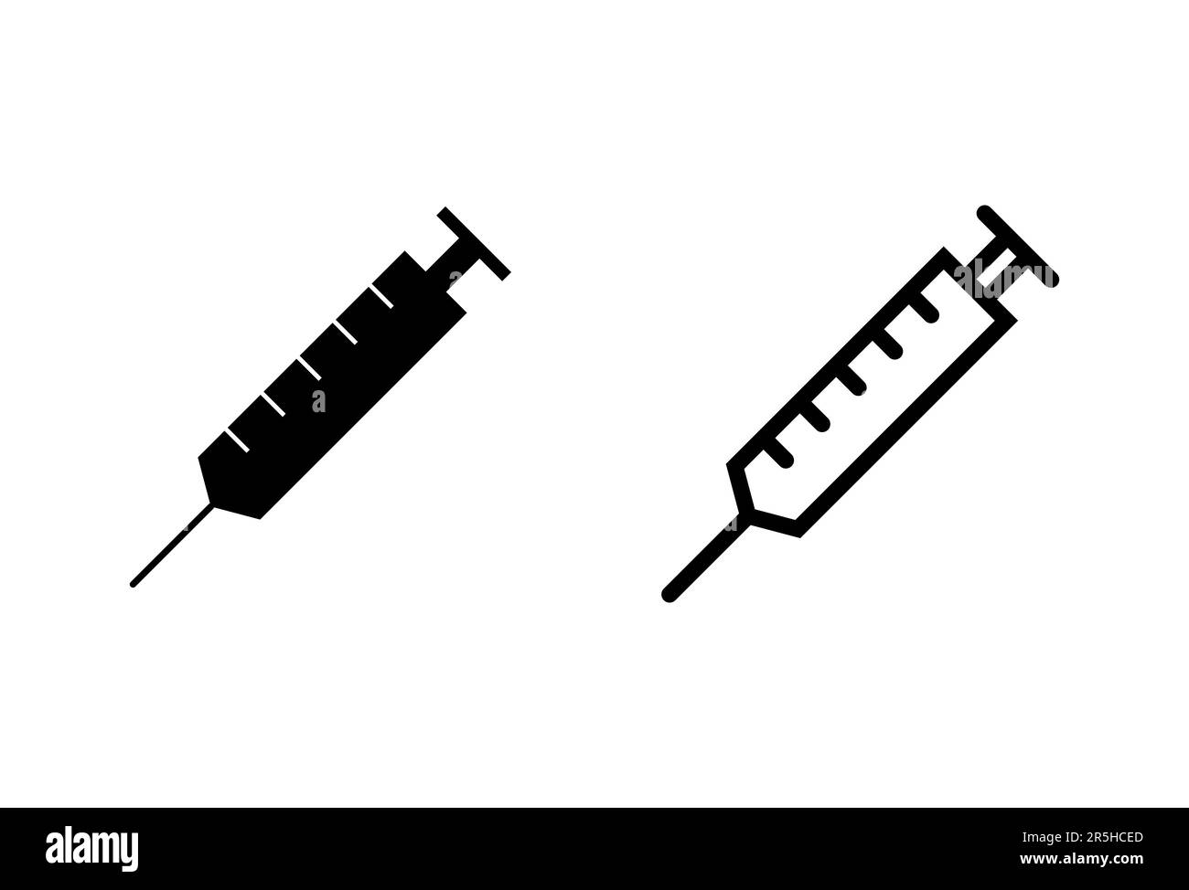 Set di icone siringa. vettore icona iniezione. Illustrazione Vettoriale