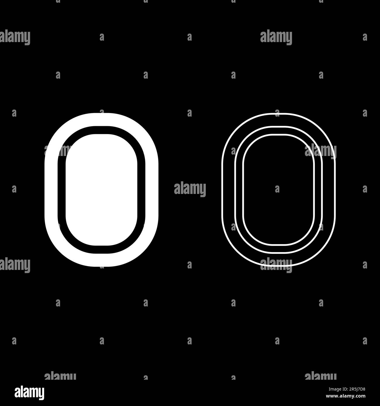 Illuminatore di aeroplano finestra airliner oblò piano interno set icona bianco colore vettore illustrazione immagine semplice riempimento solido contorno Illustrazione Vettoriale