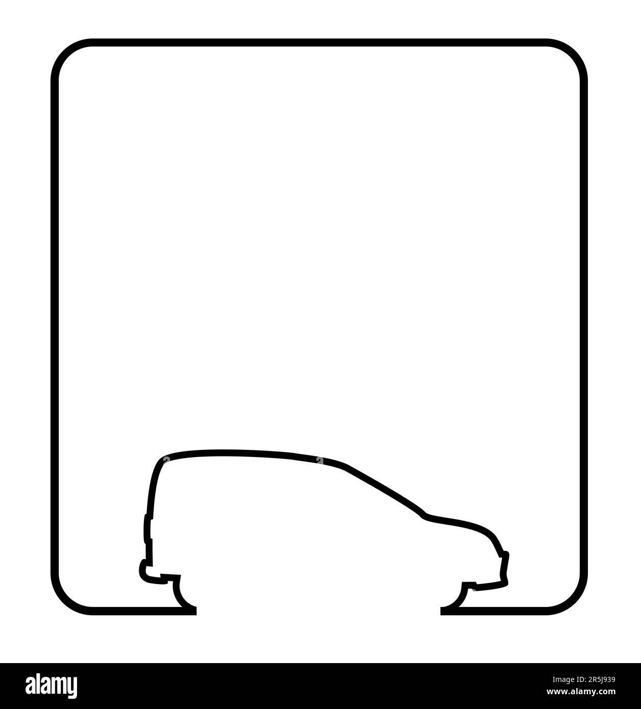 Un piccolo furgone bianco per la consegna del corriere come sfondo nero della pagina con spazio di copia isolato su sfondo bianco Foto Stock