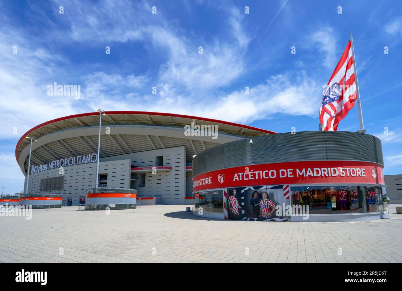 Vista sulla moderna arena Civitas Metropolitano - la sede ufficiale del FC Atletico Madrid Foto Stock