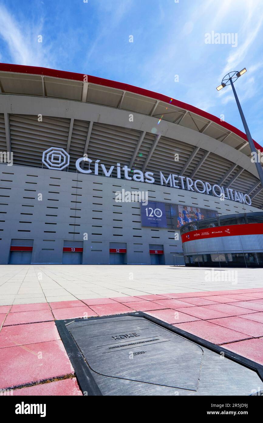 Vista sulla moderna arena Civitas Metropolitano - la sede ufficiale del FC Atletico Madrid Foto Stock