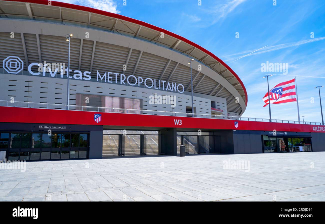 Vista sulla moderna arena Civitas Metropolitano - la sede ufficiale del FC Atletico Madrid Foto Stock