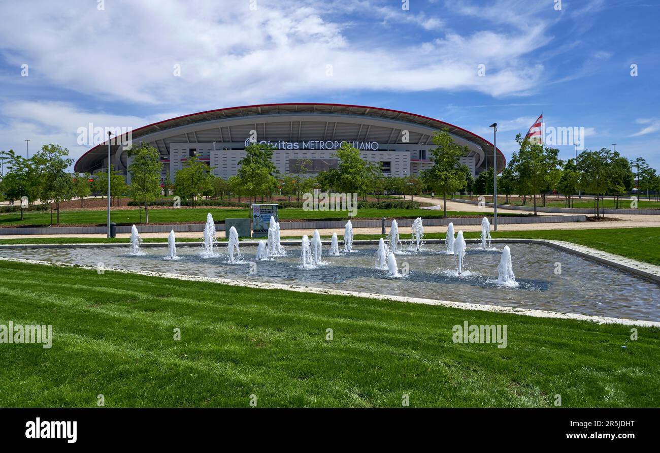 Vista sulla moderna arena Civitas Metropolitano - la sede ufficiale del FC Atletico Madrid Foto Stock