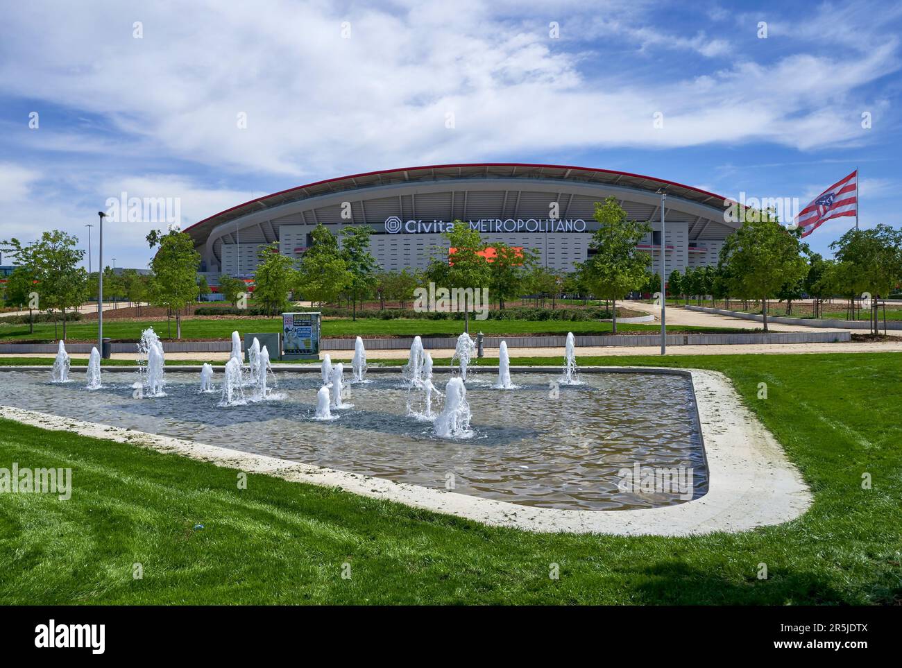 Vista sulla moderna arena Civitas Metropolitano - la sede ufficiale del FC Atletico Madrid Foto Stock