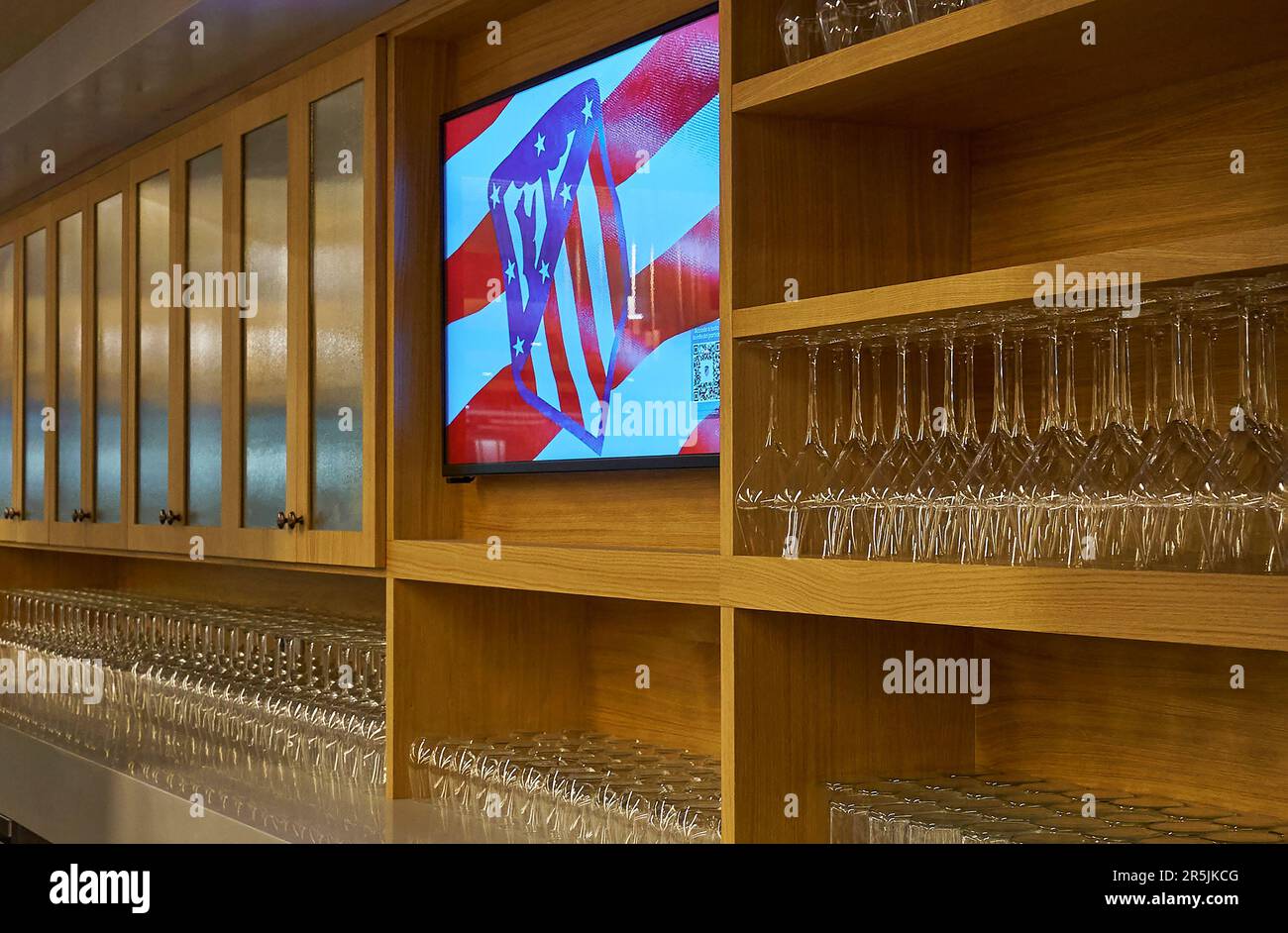 Nel box presidenziale dell'arena Civitas Metropolitano - lo stadio ufficiale del FC Atletico, Madrid Foto Stock