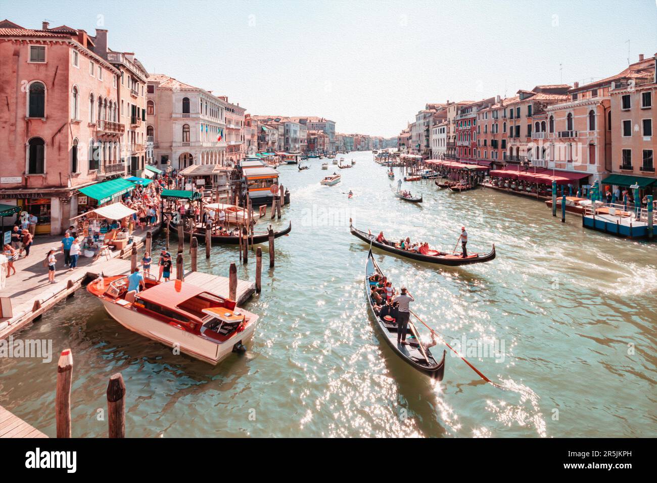 Realistica opera d'arte del canale principale di Venezia Foto Stock