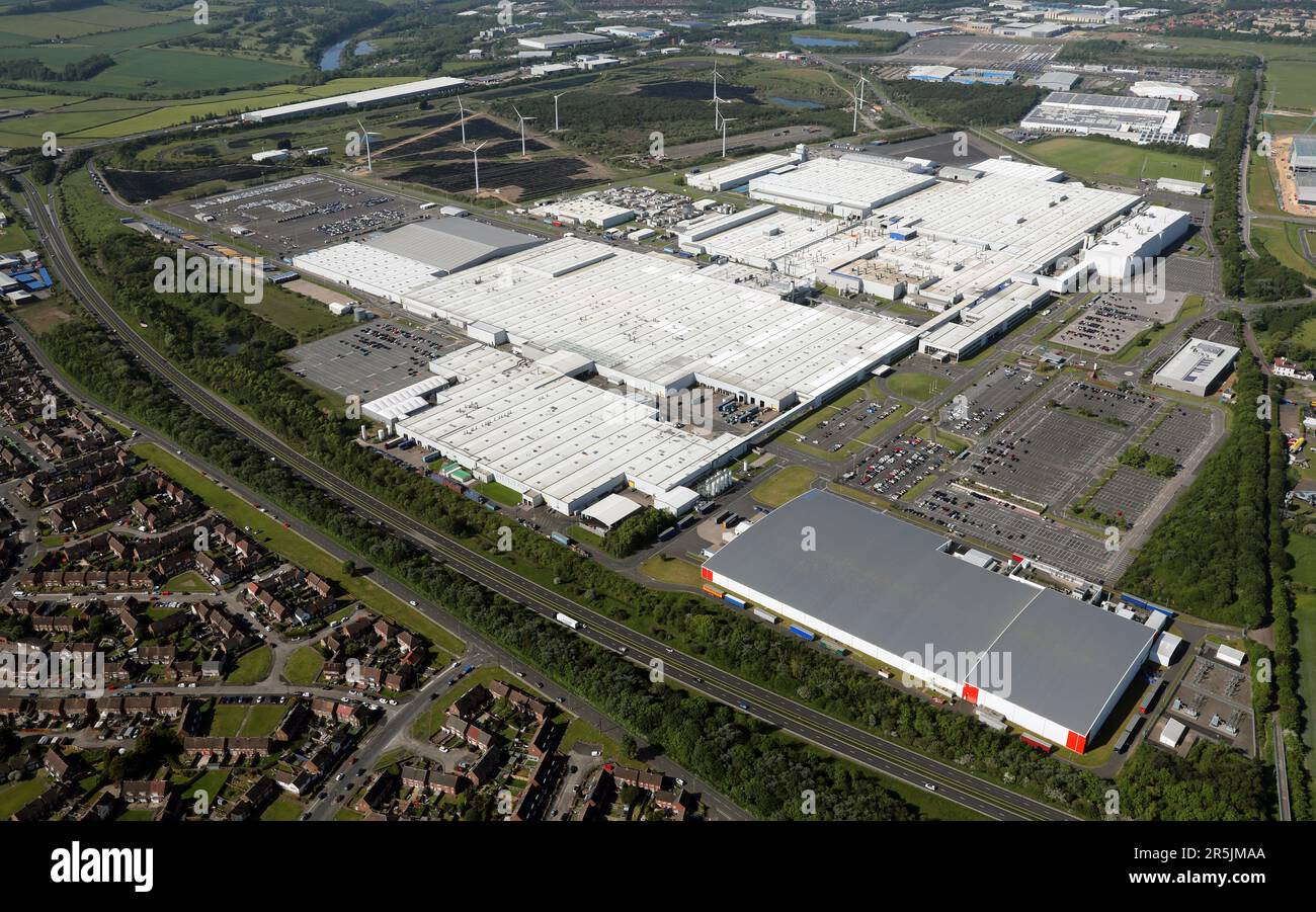 Veduta aerea dello stabilimento Nissan di Sunderland, Tyne & Wear, Regno Unito Foto Stock