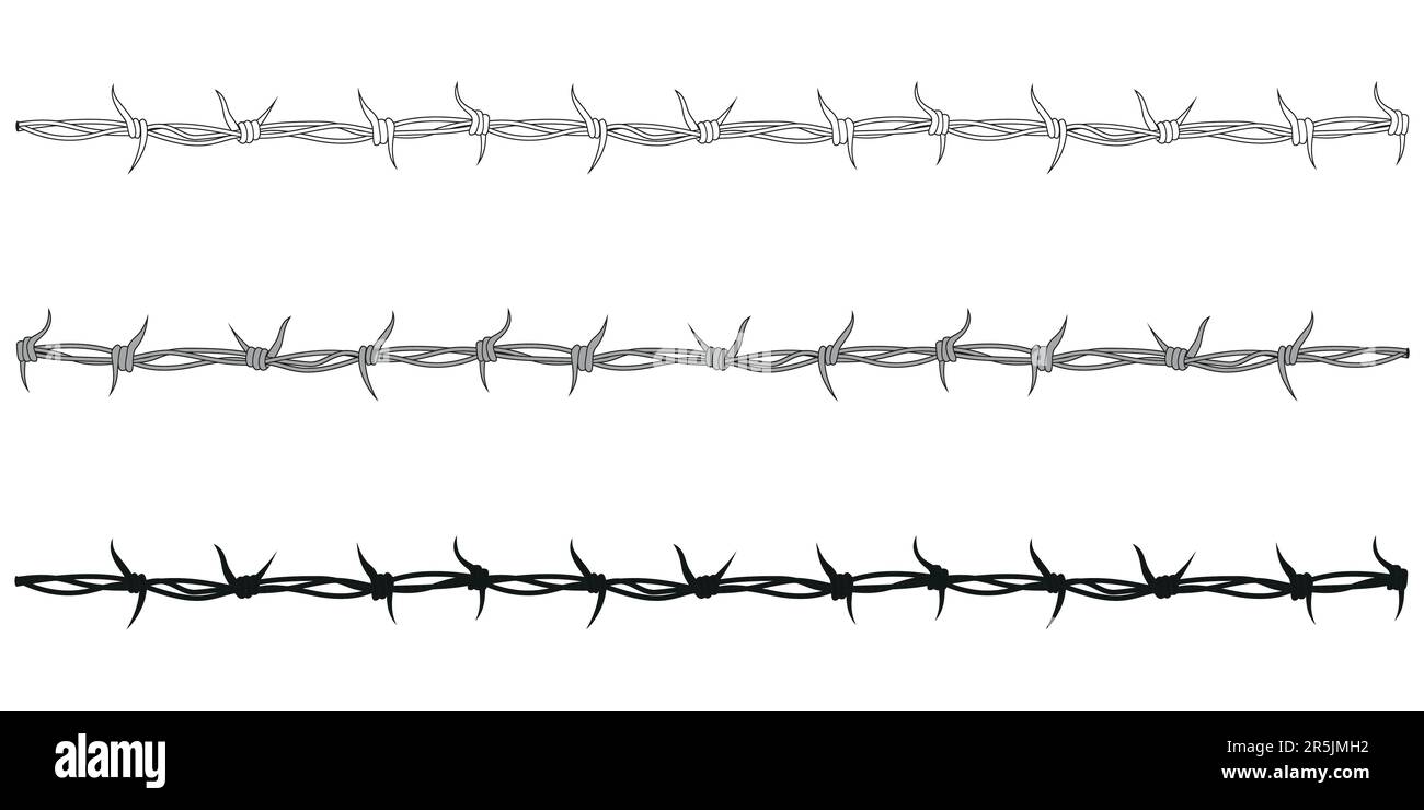 filo spinato - silhouette simbolo bianco e nero, illustrazione vettoriale  isolata su bianco Immagine e Vettoriale - Alamy