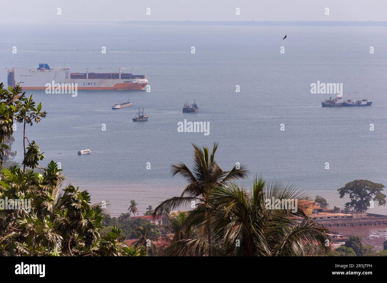 Freetown, Sierra Leone - Aprile 26th 2011: GRANDE BUENOS AIRES è una nave container che attraversa Freetown. Foto Stock