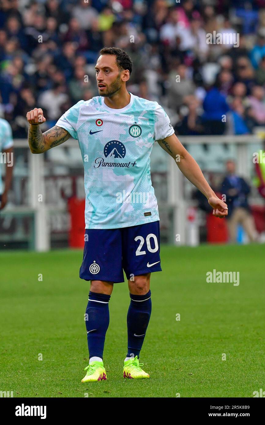 Torino, Italia. 03rd giugno, 2023. Hakan Calhanoglu (20) dell'Inter visto durante la Serie Un match tra Torino e Inter allo Stadio Olimpico di Torino. (Photo Credit: Gonzales Photo/Alamy Live News Foto Stock