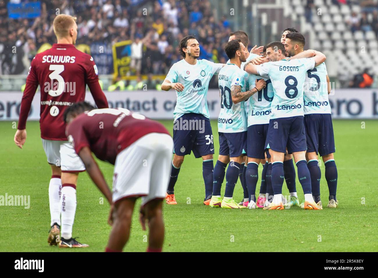 Torino, Italia. 03rd giugno, 2023. Marcelo Brozovic (7) di Inter segna per 0-1 durante la Serie Una partita tra Torino e Inter allo Stadio Olimpico di Torino. (Photo Credit: Gonzales Photo/Alamy Live News Foto Stock