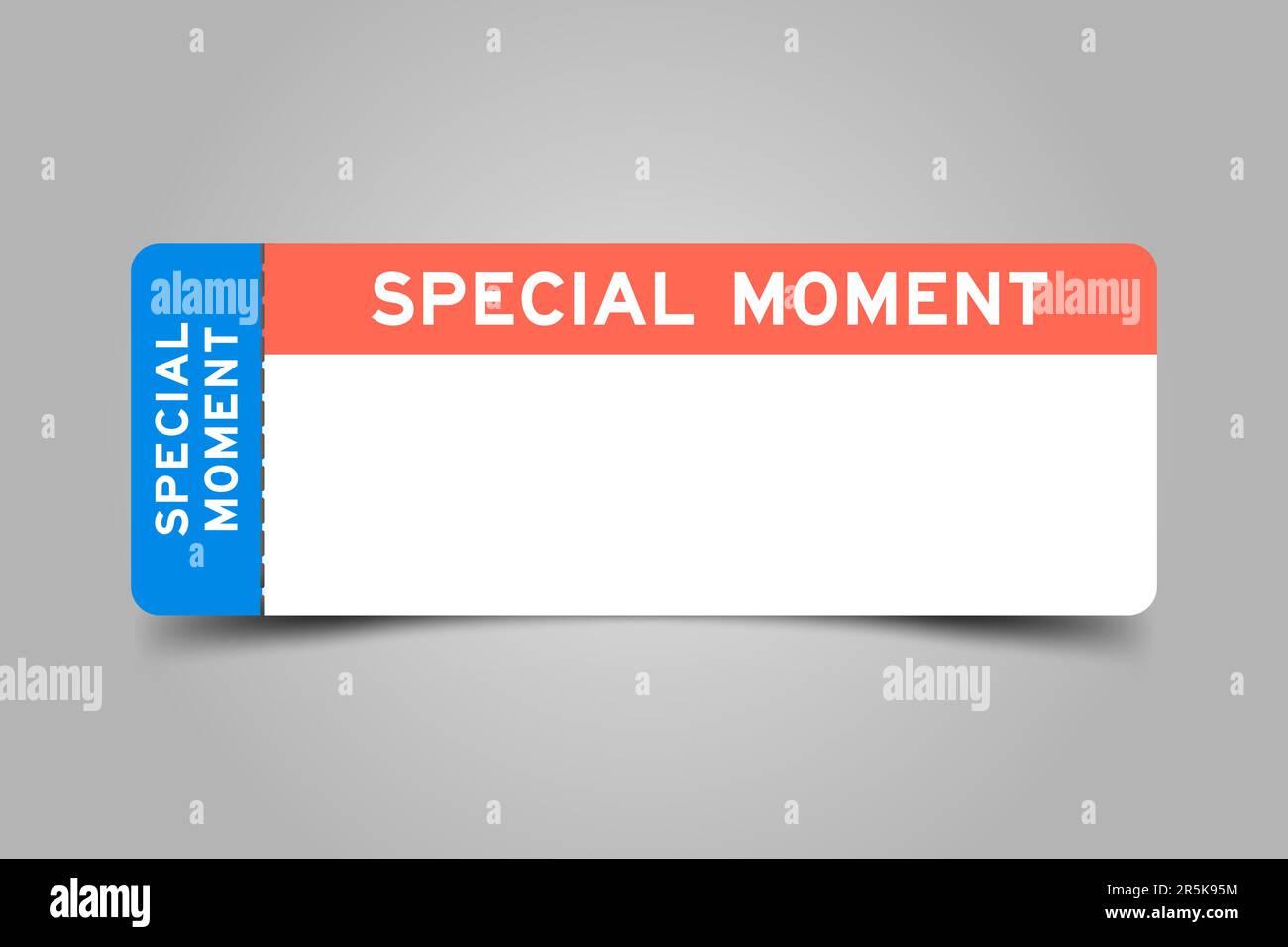 Biglietto colore blu e arancione con parola speciale momento e spazio di copia bianco Illustrazione Vettoriale