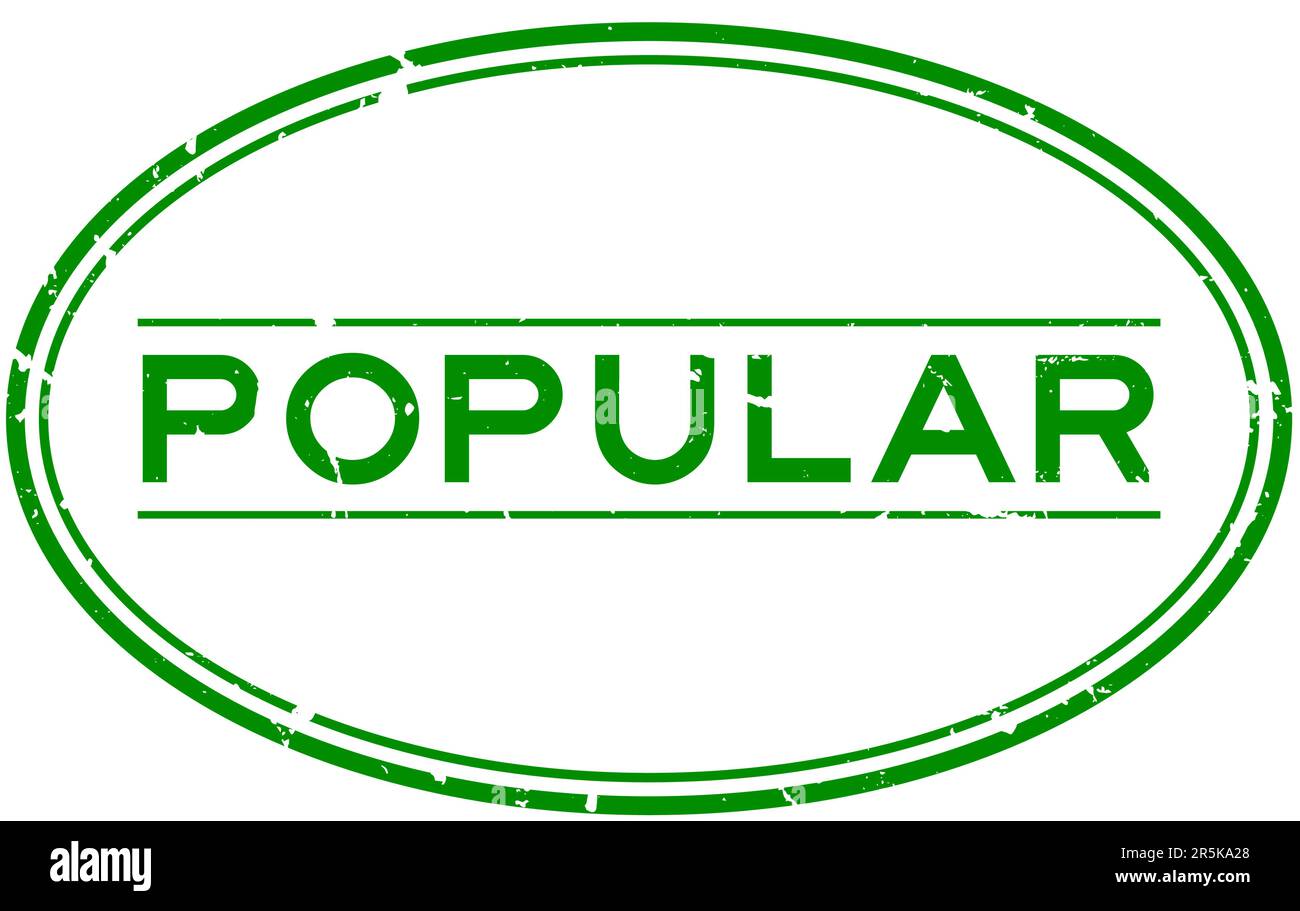 Grunge verde popolare parola ovale guarnizione di gomma timbro su sfondo bianco Illustrazione Vettoriale