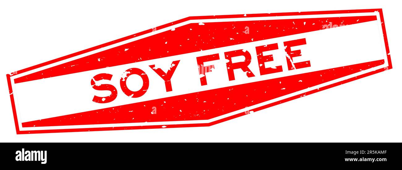 Grunge rosso senza soia parola esagonale sigillo timbro di gomma su sfondo bianco Illustrazione Vettoriale