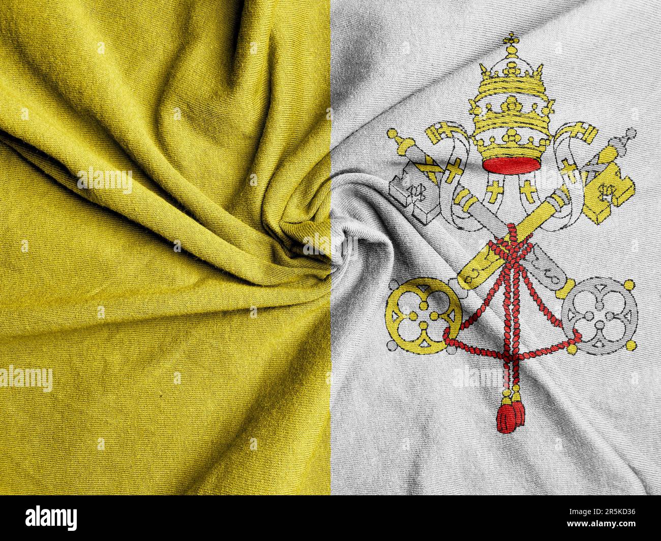 Bandiera di tessuto della Città del Vaticano, Bandiera Nazionale della Città del Vaticano Foto Stock