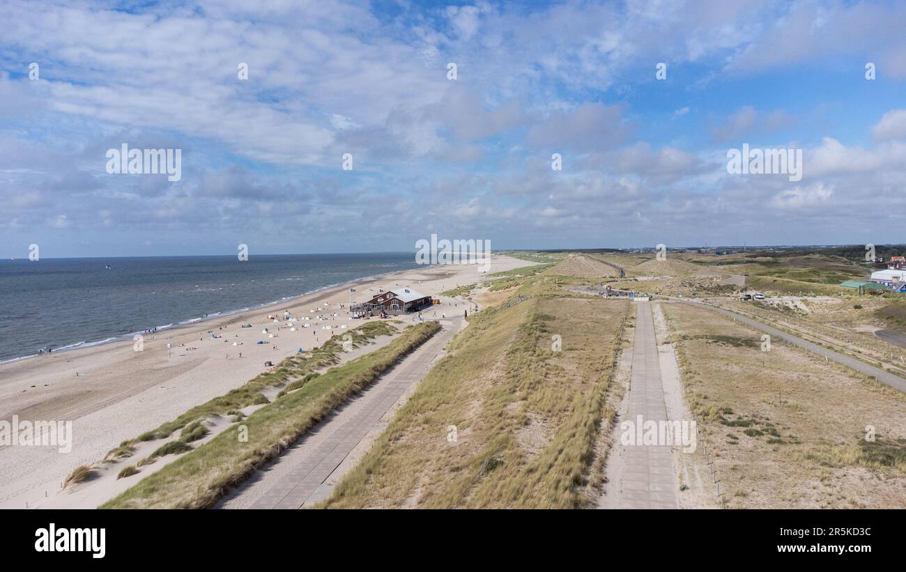 Olanda, Petten aan Zee, 2022-07-03. Fotografia aerea del Mare del Nord dalla spiaggia di Petten aan Zee. Fotografia di Martin Bertrand. Pays-Bas, Foto Stock