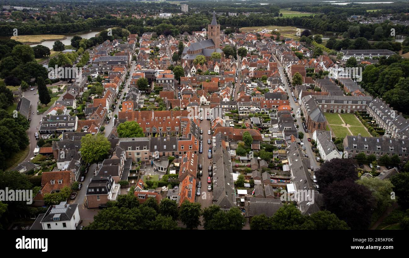 Olanda, Naarden, 2022-07-10. Fotografia aerea della città fortificata di Naarden. Fotografia di Martin Bertrand. Pays-Bas, Naarden, le 2022-07-10. Foto Stock