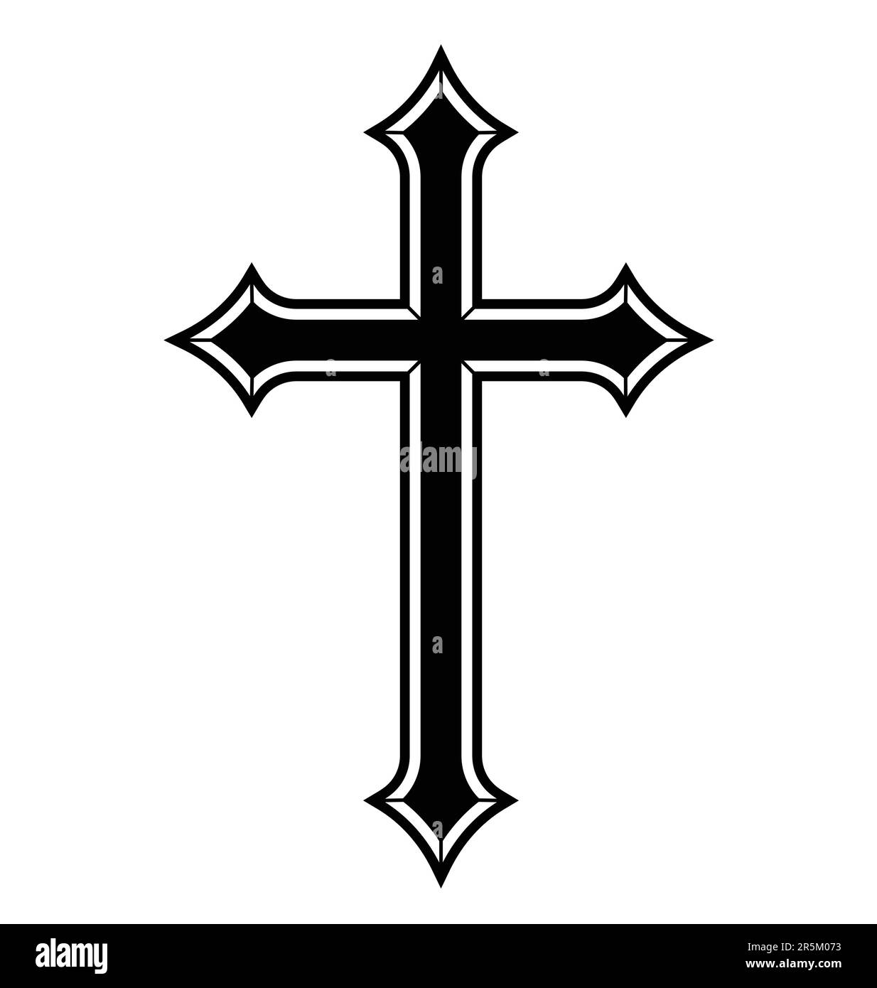 bellissimo vettore crocifisso gotico-cristiano a croce smussato isolato su sfondo bianco Illustrazione Vettoriale