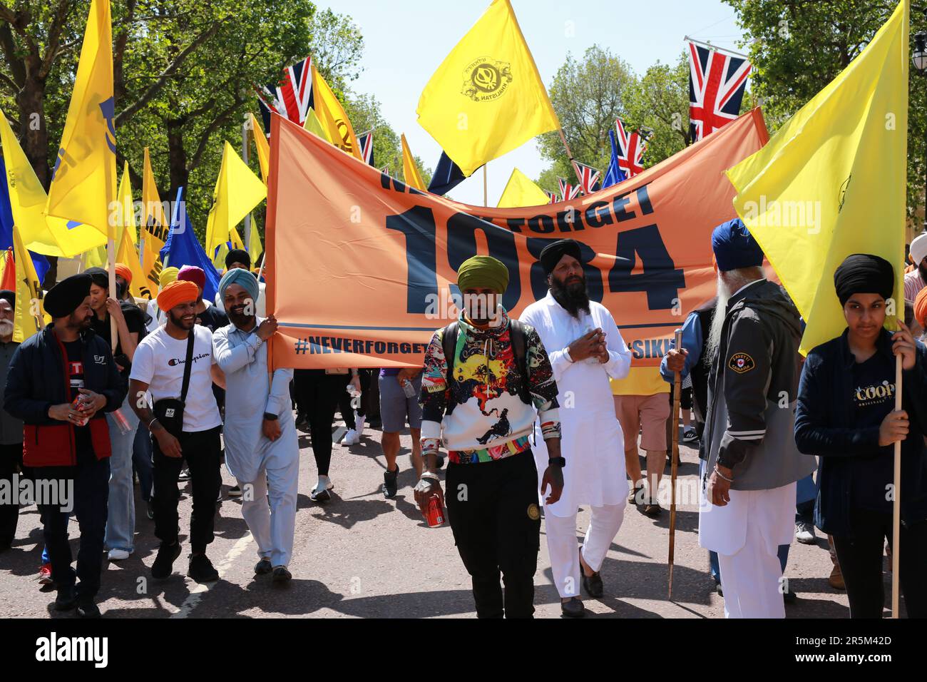 Londra, Regno Unito. 04 giugno 2023. La nazione Sikh britannica segna il 39th° anniversario della battaglia di Amritsar e dell'attacco dell'esercito di Stato indiano contro Sri Darbar Sahib Amritsar nel giugno 1984. Credit: Waldemar Sikora/Alamy Live News Foto Stock