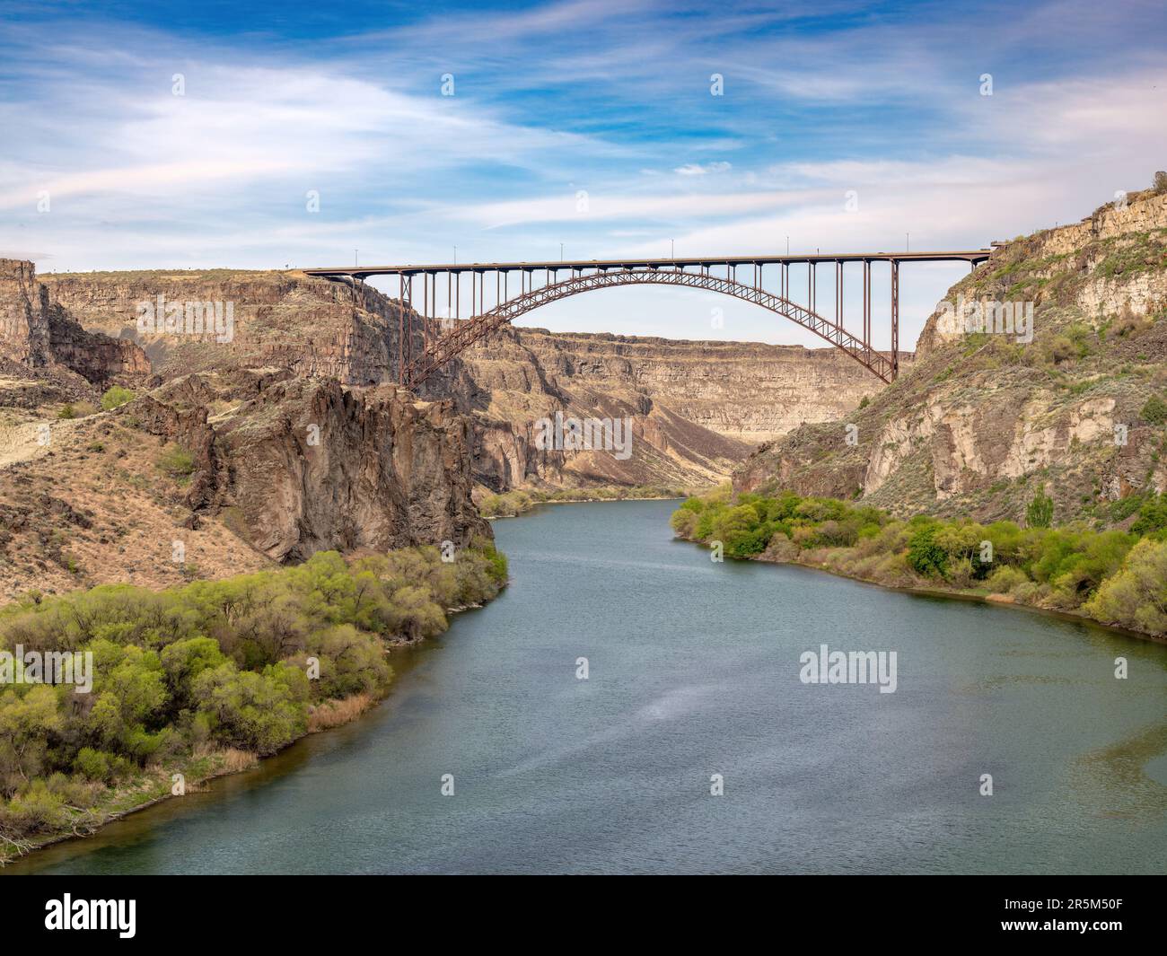 Famoso ponte a Twin Falls Idaho presso il fiume Snake Foto Stock