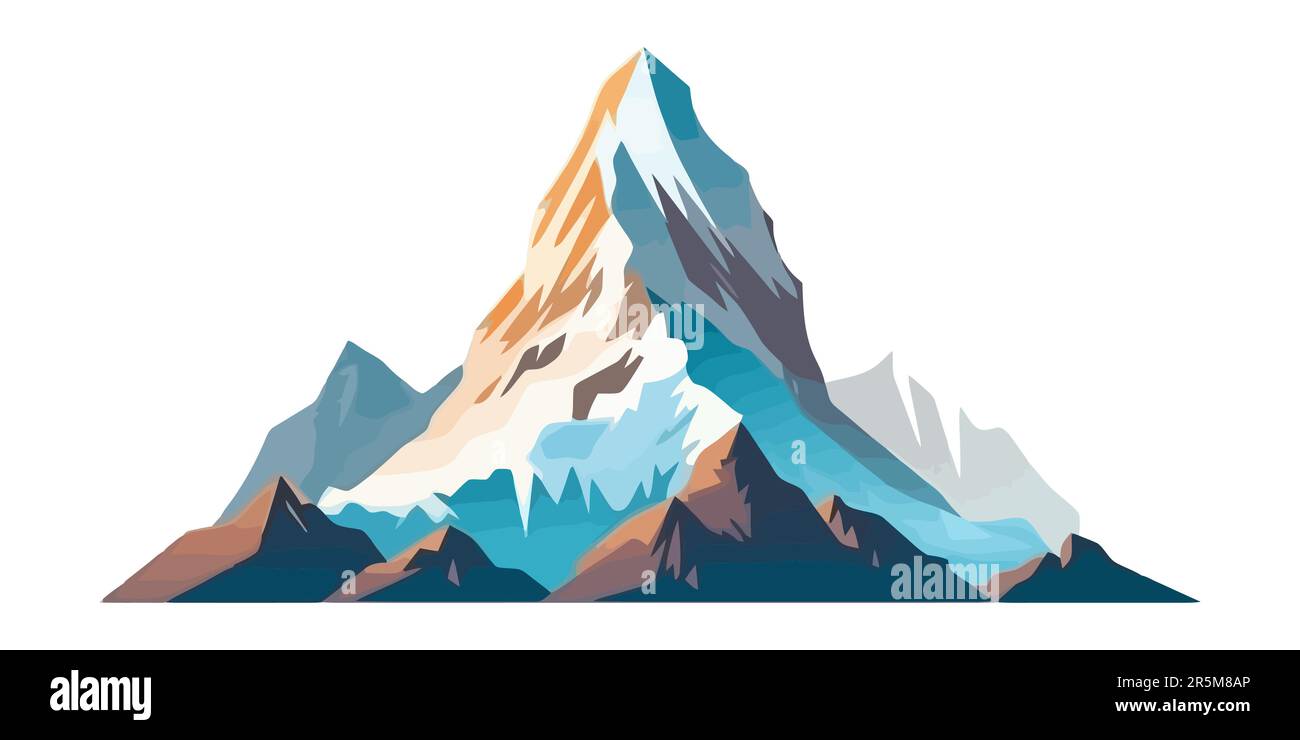 Immagine di montagna. Cime rocciose carine in stile piatto. Immagine in cima alla montagna. Illustrazione vettoriale Illustrazione Vettoriale