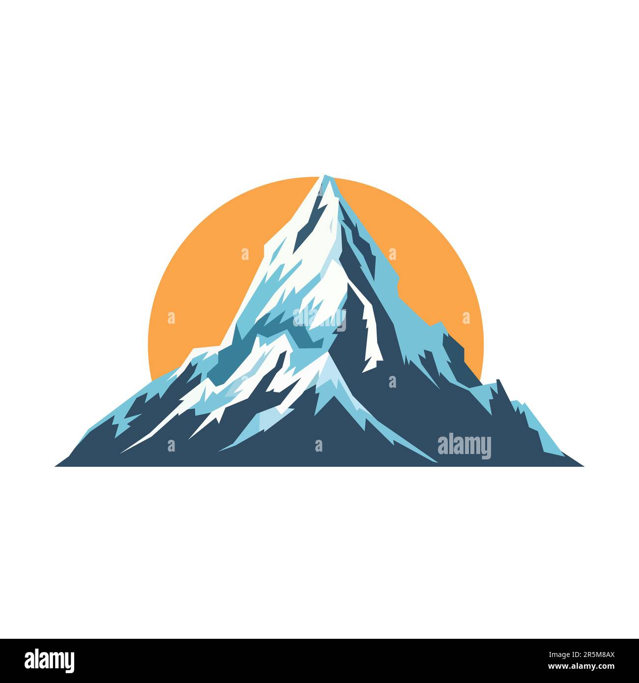 Immagine di montagna. Cime rocciose carine in stile piatto. Immagine in cima alla montagna. Illustrazione vettoriale Illustrazione Vettoriale