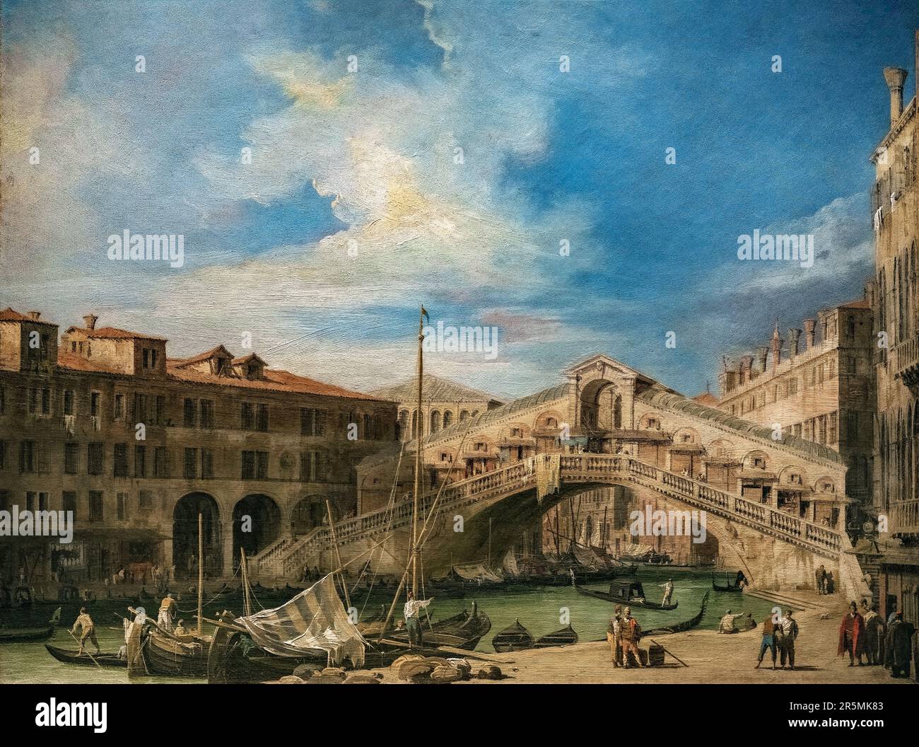 Giovanni Antonio Canal aka Canaletto, il Ponte di Rialto da Sud, 1727, olio su rame Foto Stock